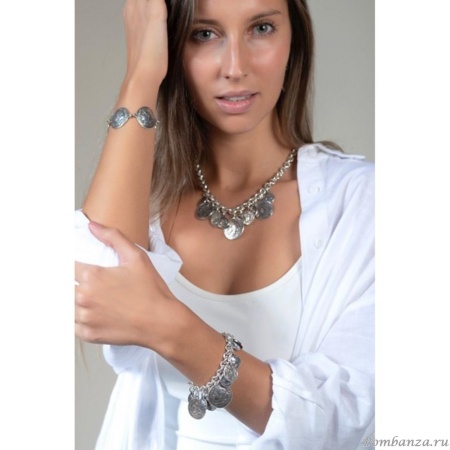 Колье Ciclon, Charlotte, с монетами, металл, CN-245801 серебристый